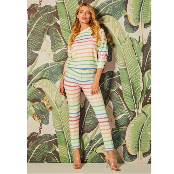 Wildfox Pants - Wild Fox Rainbow Stripe Jogger Sweatpants Pride Stripe Knox